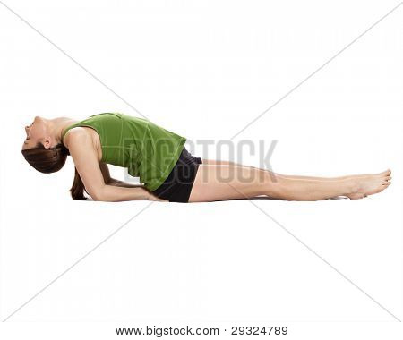 Woman doing Yoga, Fisch Standpunkt, Schneidepfad