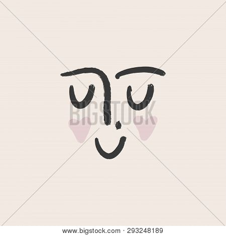 Line Art Face Portrait. Trendy Print For Clothes, Textile And Other