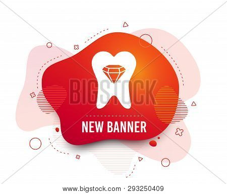 Fluid Badge. Tooth Crystal Icon. Tooth Jewellery Sign. Dental Prestige Symbol. Abstract Shape. Gradi