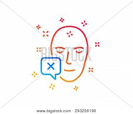 Face Declined Line Icon. Human Profile Sign. Facial Identification Error Symbol. Gradient Design Ele