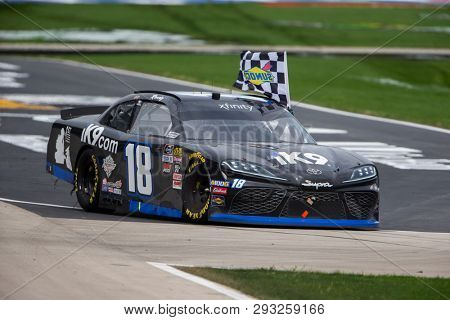 March 30, 2019 - Ft. Worth, Texas, USA: Kyle Busch (18) wins the My Bariatric Solutions 300 at Texas Motor Speedway in Ft. Worth, Texas.