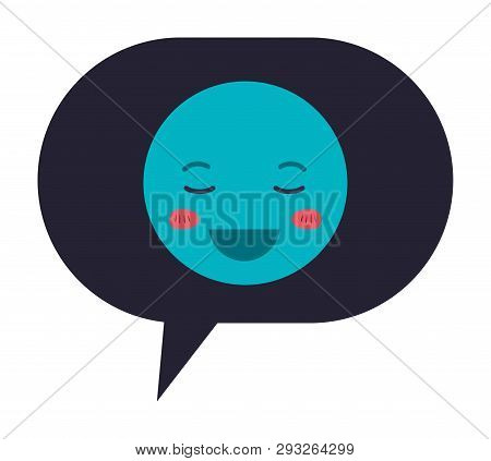 Speech Bubble With Happy Emoji Kawaii Character Vector Illustration Design