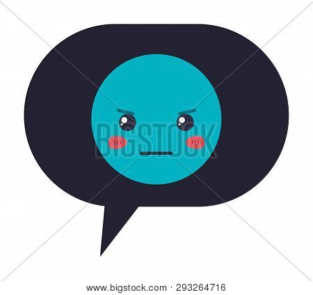 Speech Bubble With Angry Emoji Kawaii Character Vector Illustration Design