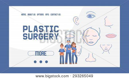 Plastic Surgery Banner Web Design Vector Illustration. Face And Body Correction. Doctor Consultation