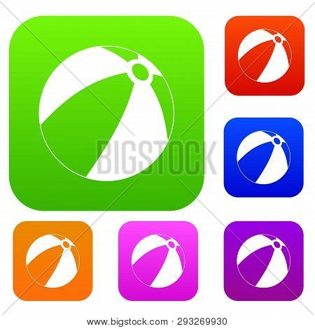 Ball For Children To Play Set Icon Color In Flat Style Isolated On White. Collection Sings Illustrat