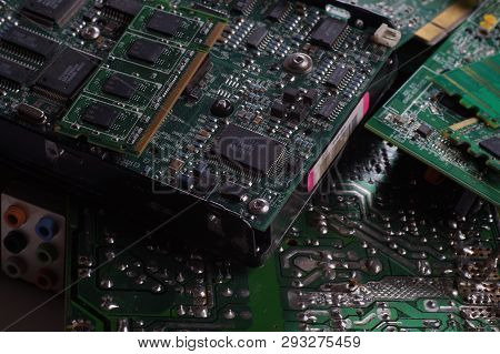 Electro Garbage. Computer Components Including Motherboards And Ram As A Source Of Recovered Preciou
