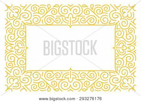 Linear Frames, Design Template. Decorative Background For Greeting Card In Ornamental Style. Colorfu