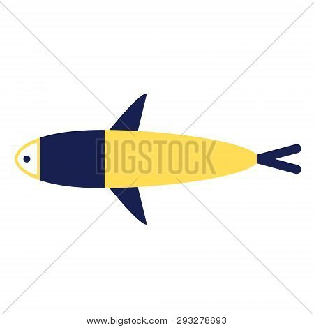 Small Yellow Fish Flat Illustration On White. Marine And Undewater Life Series.