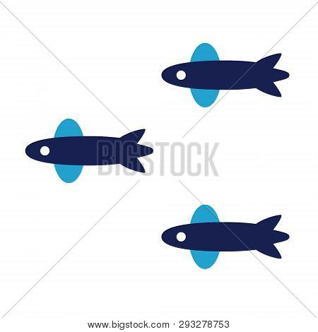 Small Fish Group Flat Illustration On White. Marine And Undewater Life Series.