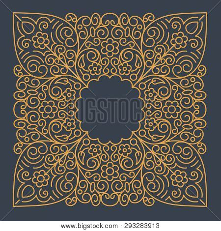 Linear Frames, Design Template. Decorative Background For Greeting Card In Ornamental Style.