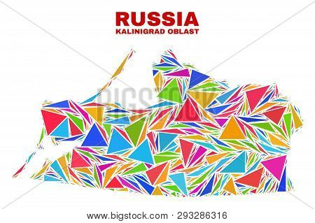 Mosaic Kalid Region Map Of Triangles In Bright Colors Isolated On A White Background. Triangular Col
