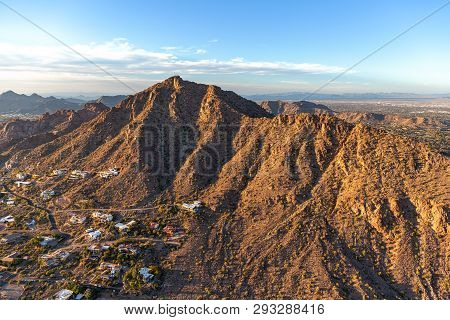 Sunset On The South Face Of Camelback Mountain In Phoenix, Arizona