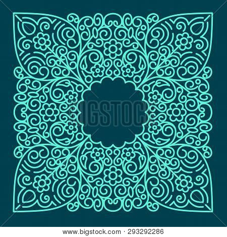 Linear Frames, Design Template. Decorative Background For Greeting Card In Ornamental Style.