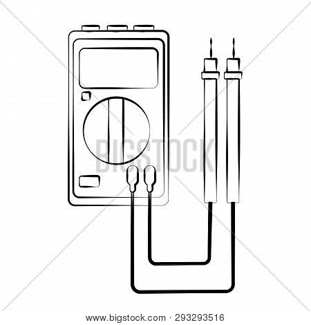 A Small Black And White Electricity Meter, Tester, Digital Multimeter, For Measuring Ac, Dc Voltage,