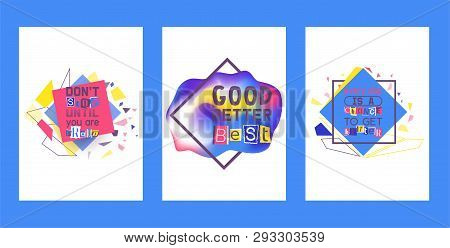 Alphabetical Collage Set Of Cards Vector Illustration. Words Cut Out By Scissors From Colorful Paper