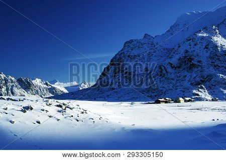 Alpine winter landscape in Lofoten Archipelago, Norway, Europe