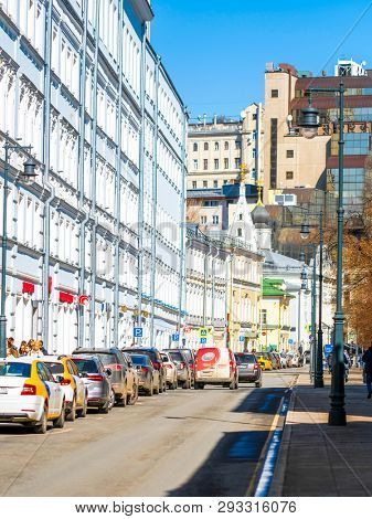 Moscow, Russia - April, 1, 2019: cars on a parkung in Moscow, Russia
