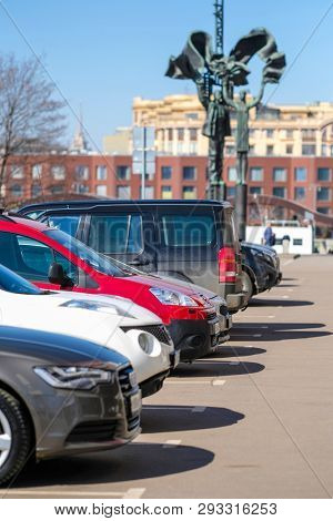 Moscow, Russia - April, 1, 2019: cars on a parkung in Moscow, Russia