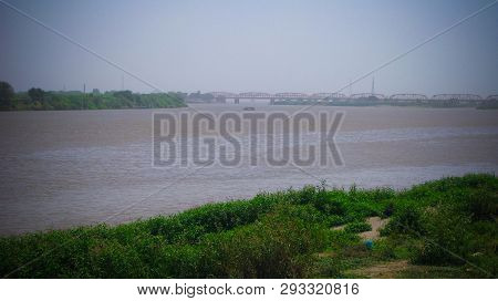 Aerial Panoramic View To Khartoum, Omdurman, White Nile Bridge And Confluence Of The Blue And White 