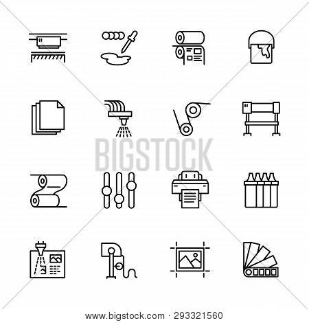 Printing House Simple Icon Set. Contains Such Symbols Printer, Scanner, Offset Machine, Plotter, Bro