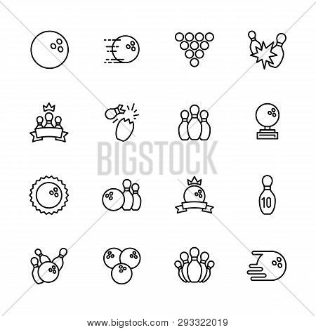 Simple Set Symbols Bowling, Kegling And Billiards Outline Icon. Contains Such Icon Bowling Ball, Ski