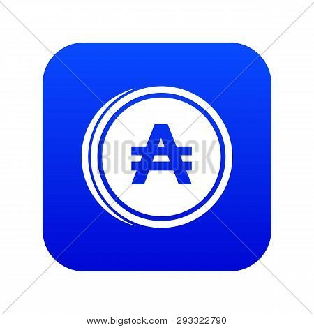 Coin Austral Icon Digital Blue For Any Design Isolated On White Vector Illustration
