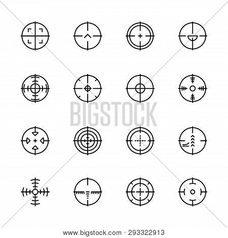 Simple Icon Set Aim And Target For Shooting On Range Or Military Battlefield. Contains Such Symbols 