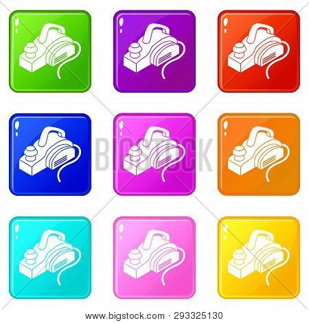 Hand Power Tool Icons Set 9 Color Collection Isolated On White For Any Design