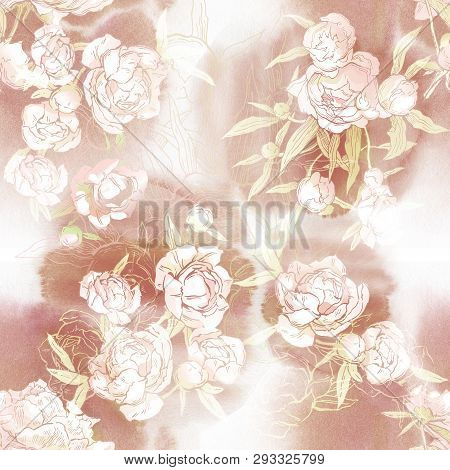 Floral Seamless Pattern. Hand Drawn Illustration. Fullsize Raster Atrwork.