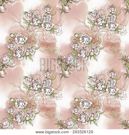 Floral Seamless Pattern. Hand Drawn Illustration. Fullsize Raster Atrwork.