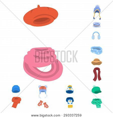 Isolated Object Of Headwear  And Fashion  Sign. Collection Of Headwear  And Cold Vector Icon For Sto