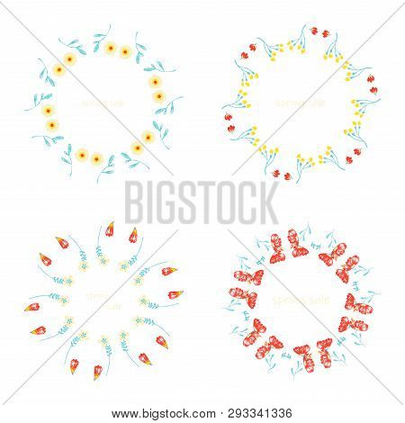 Poster Spring Sales On A Floral Watercolor Background. Ard, Label, Flyer, Banner Design Element. Vec