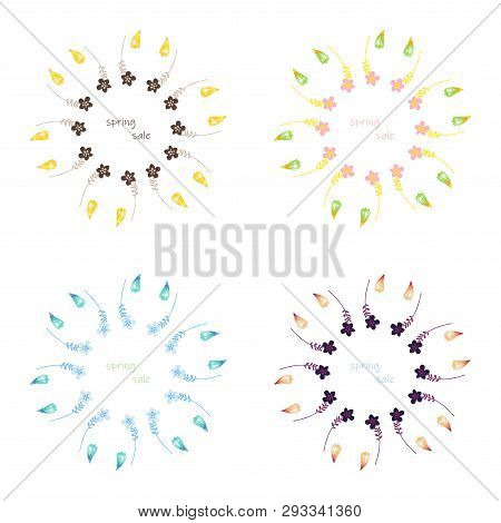 Poster Spring Sales On A Floral Watercolor Background. Ard, Label, Flyer, Banner Design Element. Vec