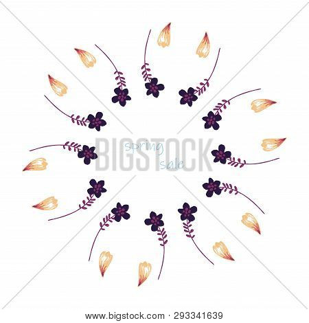 Poster Spring Sales On A Floral Watercolor Background. Ard, Label, Flyer, Banner Design Element. Vec