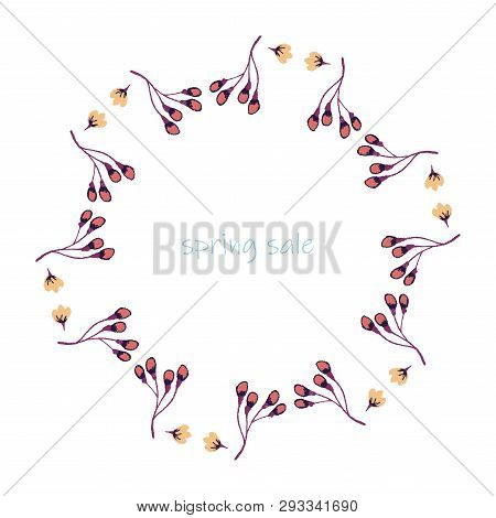 Poster Spring Sales On A Floral Watercolor Background. Ard, Label, Flyer, Banner Design Element. Vec
