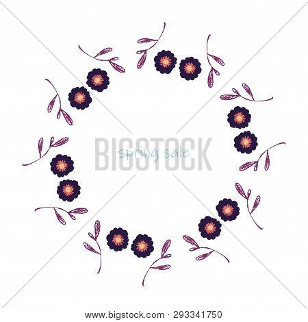 Poster Spring Sales On A Floral Watercolor Background. Ard, Label, Flyer, Banner Design Element. Vec