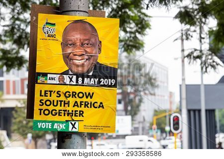 Johannesburg, South Africa, 22nd March- 2019: Political Election Posters Attached To Polls In City C