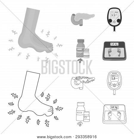 Vector Illustration Of Diet And Treatment  Icon. Set Of Diet And Medicine Vector Icon For Stock.