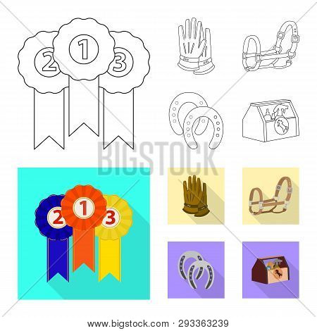 Vector Illustration Of Equipment And Riding Icon. Set Of Equipment And Competition Vector Icon For S