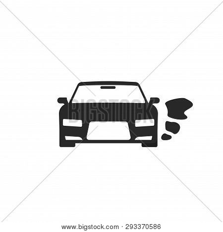 Car Or Vehicle Engine Running Icon Vector, Black An White Pictogram Of Automobile Parked With Starte
