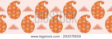 Hand Drawn Paisley Motif Illustration. Seamless Vector Pattern