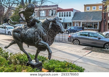 Haddonfield, New Jersey - March 30 - A Bronze Statue By Joshua Koffman Titled 