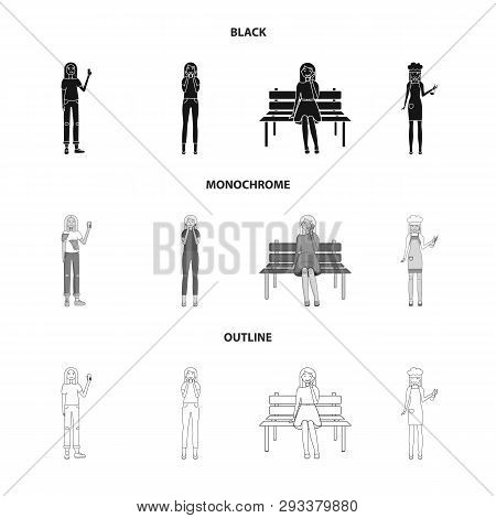 Vector Design Of Posture And Mood Symbol. Set Of Posture And Female Vector Icon For Stock.