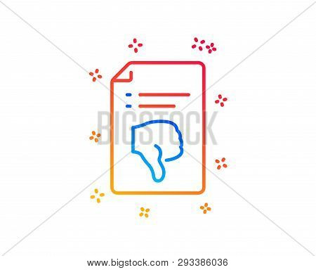 Reject File Line Icon. Decline Document Sign. Dislike File. Gradient Design Elements. Linear Thumb D
