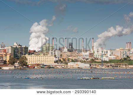 Industrial Sea Side View In Steel Business Area