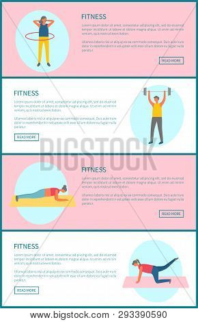 Sport Gym Training, Fitness And Healthy Lifestyle Tips Web Page Templates Vector. Rotating Hula Hup 