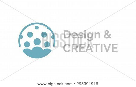 Design And Creative Logo For Company, Flat Blue Points In Round Icon, Blue Circle Flyspecked, Modern