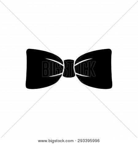 Black Bow Tie Vector Icon Isolated On White Background