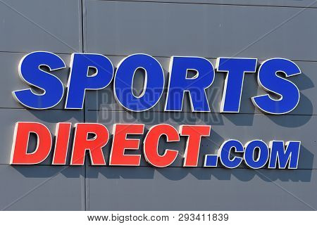 Vilnius, Lithuania - April 02: Sports Direct Logotype In Vilnius On April 02, 2019. Sports Direct Is