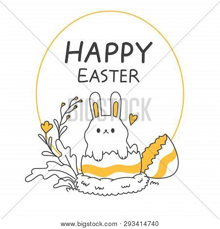 Cute Bunny In Easter Eggs